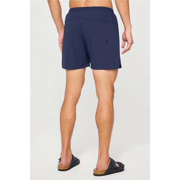 Fabletics Mens Size M Navy Blue Swim Trunks 5 in. - Picture 2 of 5